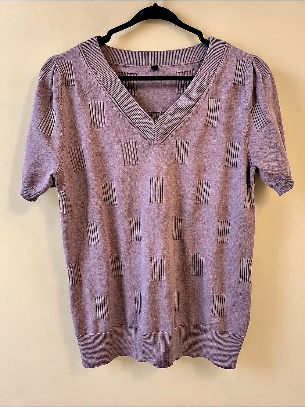 Purple Geometric V-Neck Sweater